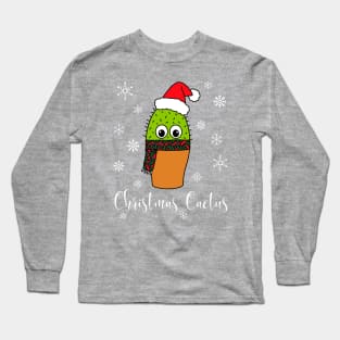 Christmas Cactus - Cute Cactus With Christmas Scarf Long Sleeve T-Shirt